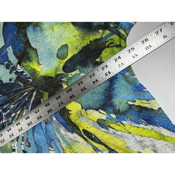 Jess & Jane Shirt Womens Large Blue Green Rain Forest Print Made USA CP1-672 - Picture 10 of 13